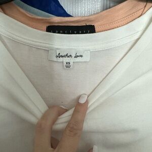 White ruffle sleeve xs